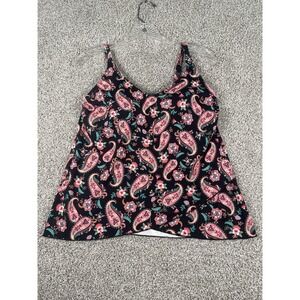 Lands' End Womens‎ V-Neck Tulip Hem Tankini Swimsuit Top Sz Small (6-8)